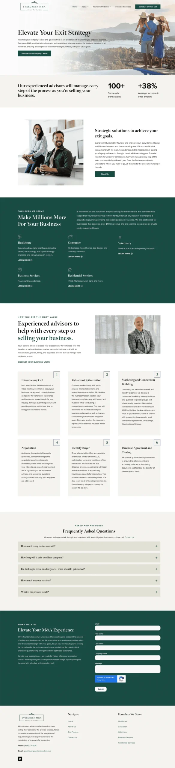 M&A advisory firm website homepage design