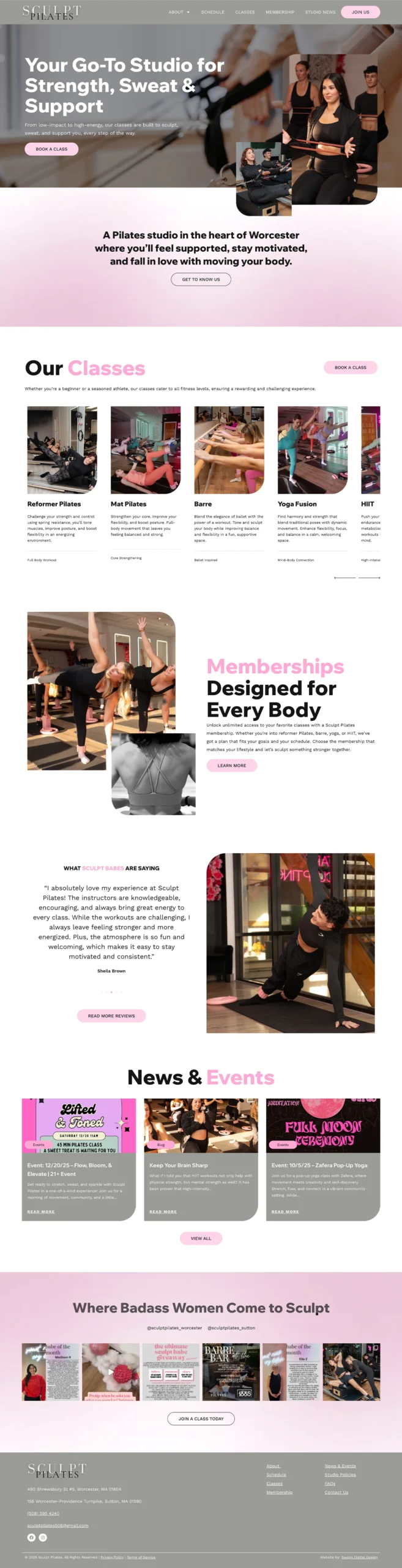 Sculpt Pilates home page
