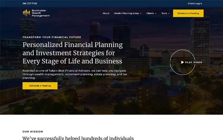 Wealth management firm website homepage design
