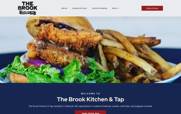 American bar and restaurant website homepage design