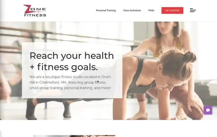 Boutique gym website homepage design