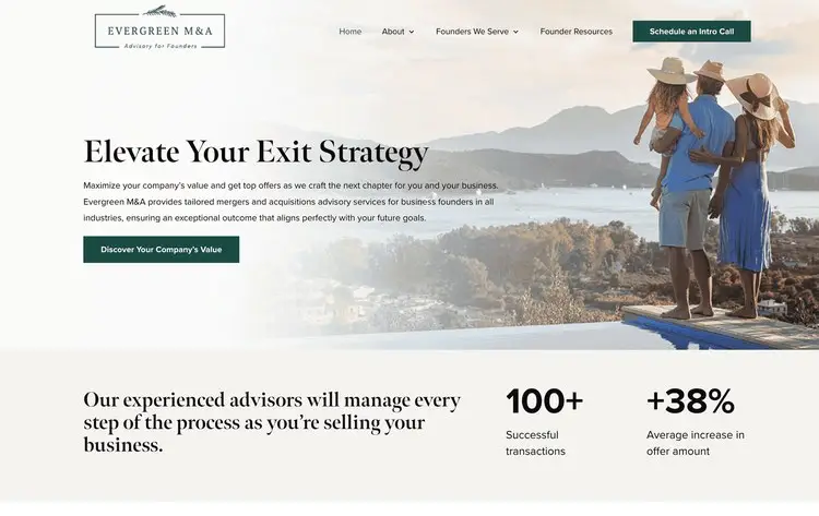 M&A advisory firm website homepage design