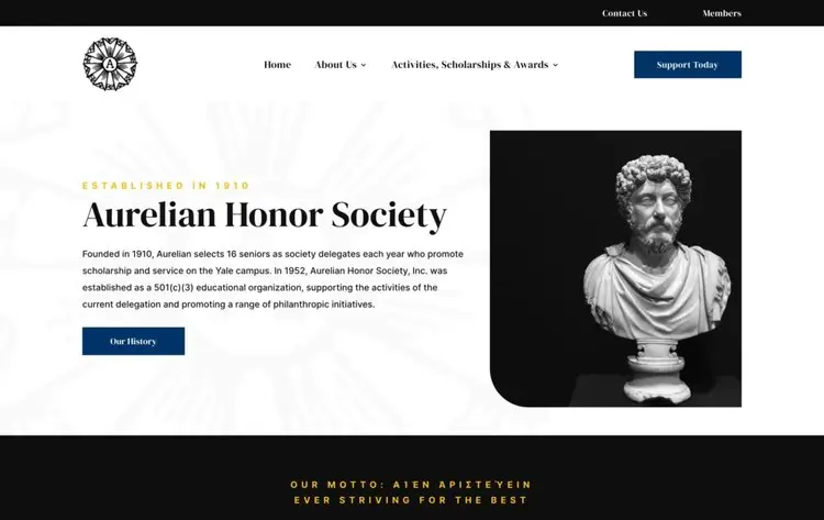 College honor society website homepage design