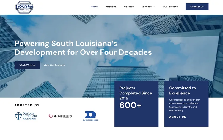 Electrical contractor website screenshot