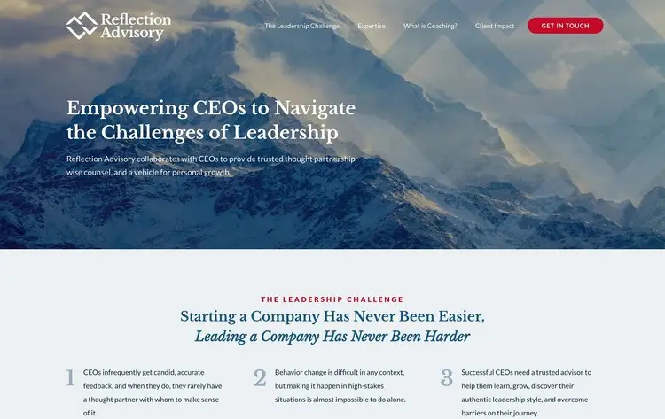 Executive advisory firm website homepage design