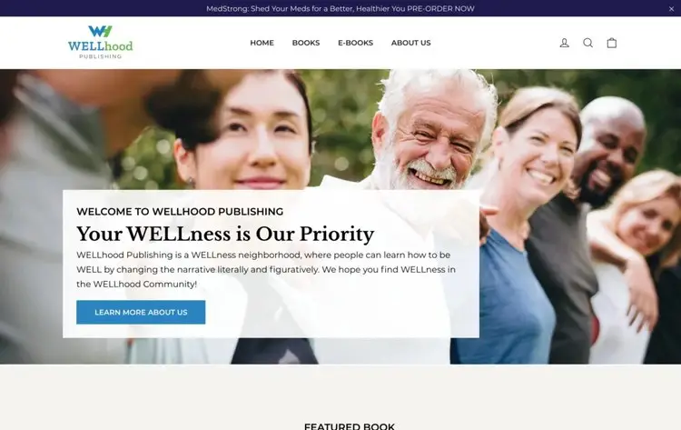 Wellness publisher Shopify store homepage