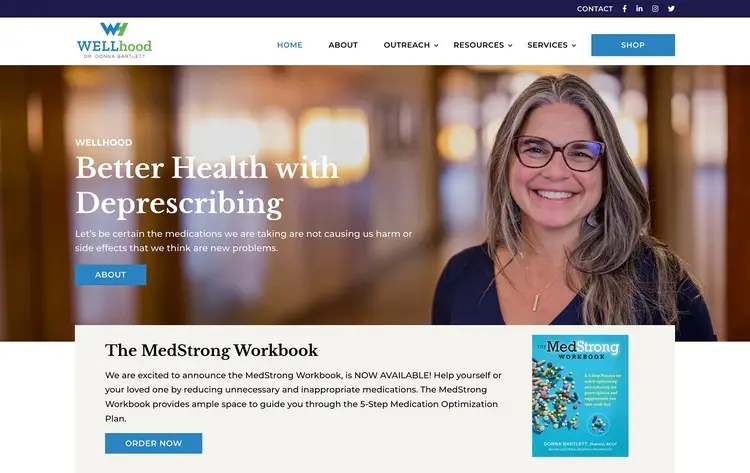 Healthcare consultant and author website homepage